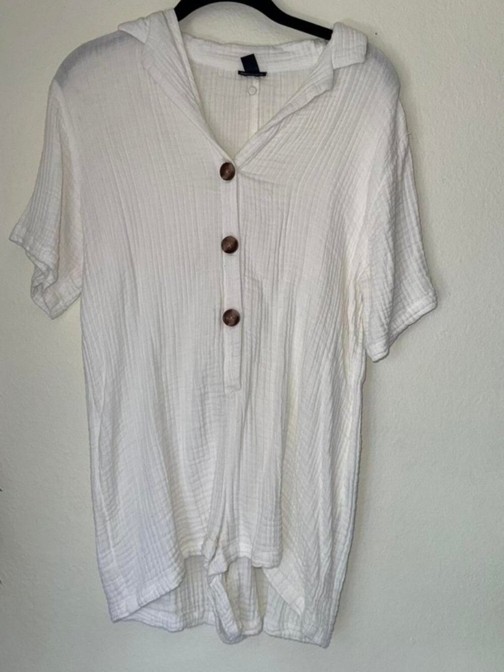 Volcom white button up romper beach cover up